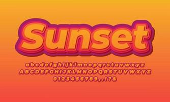 sunset text effect design vector