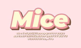 cute mice text effect design vector