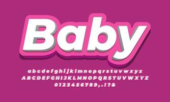 bold white and pink kids 3d text effect or font effect vector