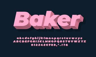 modern alphabet 3d soft pink bold text effect or font effect design vector