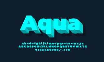 modern alphabet 3d light cyan text effect or font effect design vector