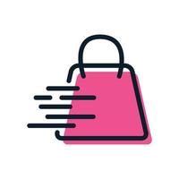 shopping bag with fast market buy sell logo icon vector design monogram