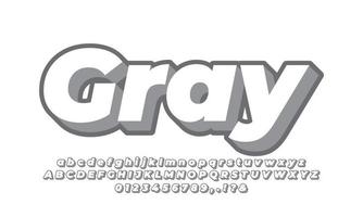 bold 3d gray letter number or font effect design vector