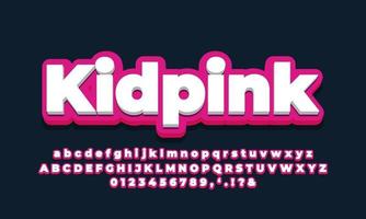 pink light with white 3d  font effect or text styles design vector
