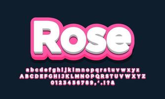 rose with white 3d font effect or text effect design vector