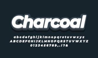 black charcoal 3d text effect vector