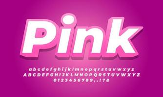 white and pink 3d girl alphabet text effect or font effect style design vector