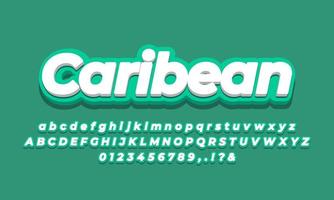 caribbean color 3d text effect vector