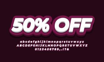 50 percent off fifty percent sale discount promotion text  3d purple design vector