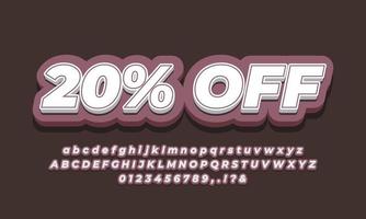 20 percent off sale discount promotion text 3d brown vector
