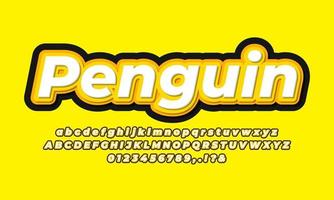 cute penguin text effect design vector