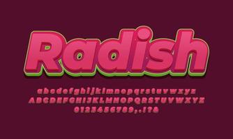 fresh radish text effect design vector