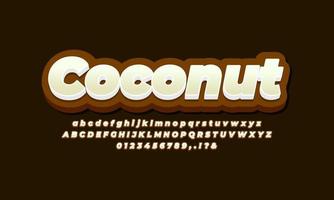 diseño de efecto de texto de fruta de coco vector