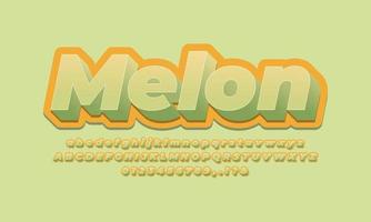 diseño de efecto de texto fresco de fruta de melón vector