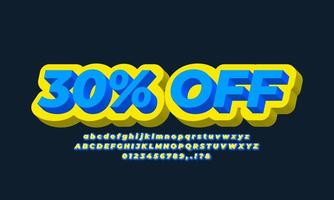 blue yellow 3d text effect or font effect style number and alphabet vector