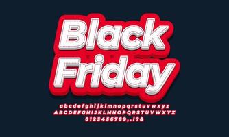 Black friday font text ads 3d red design vector