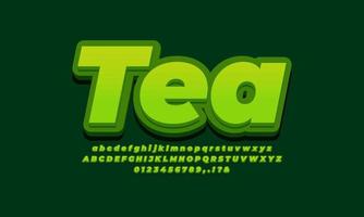 diseño de efecto de texto de té verde vector