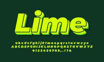 3d lime green text effect or font effect style design vector