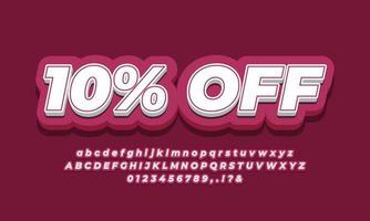 10 percent off sale discount promotion text 3d red modern vector