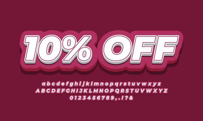 10 percent off sale discount promotion text 3d red modern
