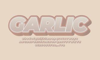garlic vegetable fresh text effect design vector