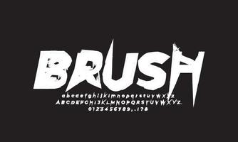 Brush font paint art black and white alphabet numbering vector design