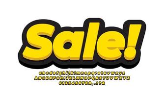 venta fuente texto 3d amarillo negro vector