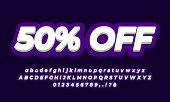 50 percent off sale discount promotion  3d  purple template vector