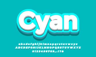 cyan light 3d color text effect