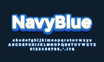 navy blue with white 3d font effect or text effect design vector