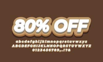 80 percent sale discount promotion text 3d brown vector