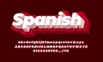 white and red 3d bold alphabet text effect or font effect style design vector