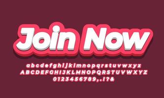 Join Now text  3d pink design vector