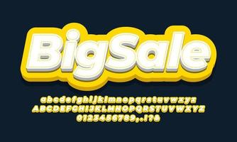 anuncios de texto de gran venta diseño amarillo 3d vector