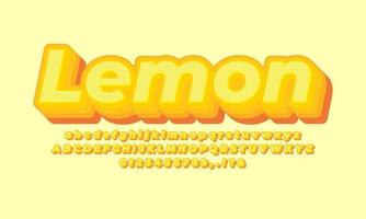 lemon fruit text effect design vector