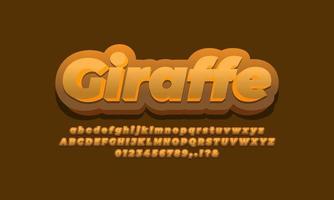 giraffe skin color pattern  text effect design vector