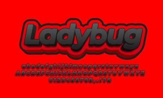 ladybug red  text effect  design vector