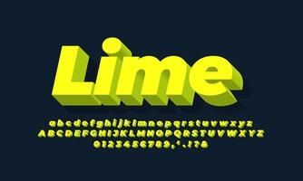 modern alphabet 3d  lime  text effect or font effect design vector