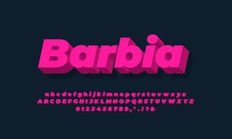 modern alphabet 3d light pink bold text effect or font effect design