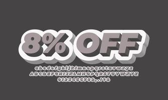 8 percent eight percent Sale discount promotion 3d  grey white vector