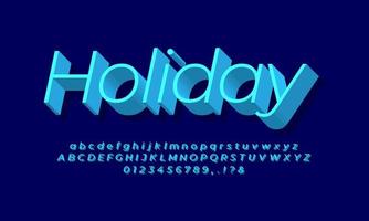3d thin blue light letter number or font effect design vector