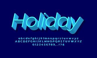 3d thin blue light letter number or font effect design vector