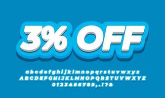 3 percent sale discount promotion text 3d blue template vector