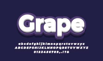 grape purple 3d color text effect vector