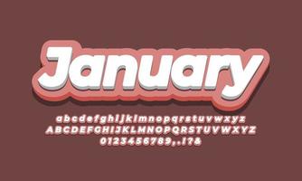 January month text  3d pink  design vector