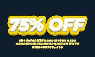 75 percent off sale discount promotion  3d yellow template vector