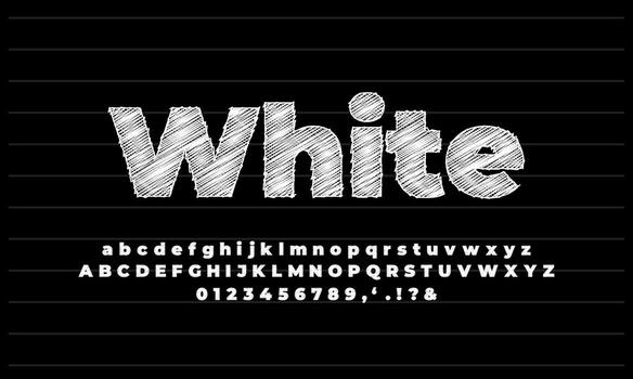 white pencil sketch  text effect or font effect style design vector