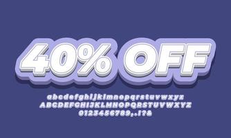 40 percent off sale discount promotion text 3d purple vector