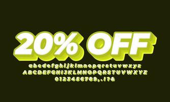 20 percent off twenty percent sale 3d layered green  design template vector