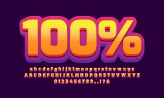 100 percent purple color abstract text effect vector